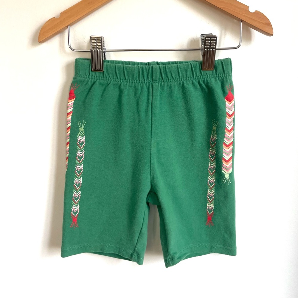 5/$20💥4T Patterned Bicycle Cartwheel Shorts, Faux Beads & Embroidery, Green